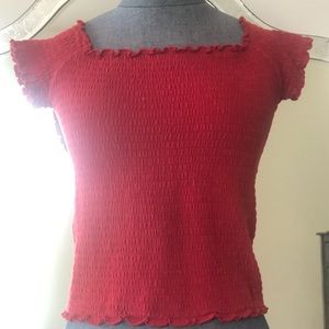 Red rouched crop top